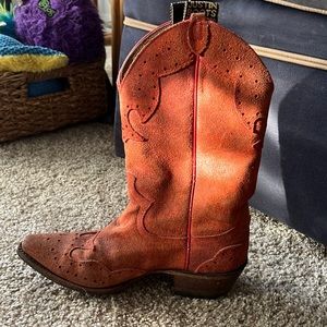 Justin fancy brand style light red suede